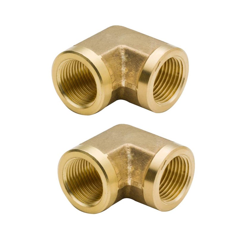 Legines Brass Pipe Fitting - Forged 90 Degree Elbow, 1/8" x 1/8", 1/4" x 1/4", 3/8" x 3/8", 1/2" x 1/2", 3/4" x 3/4" (Pack of 2) (1/4) Female - Image 1
